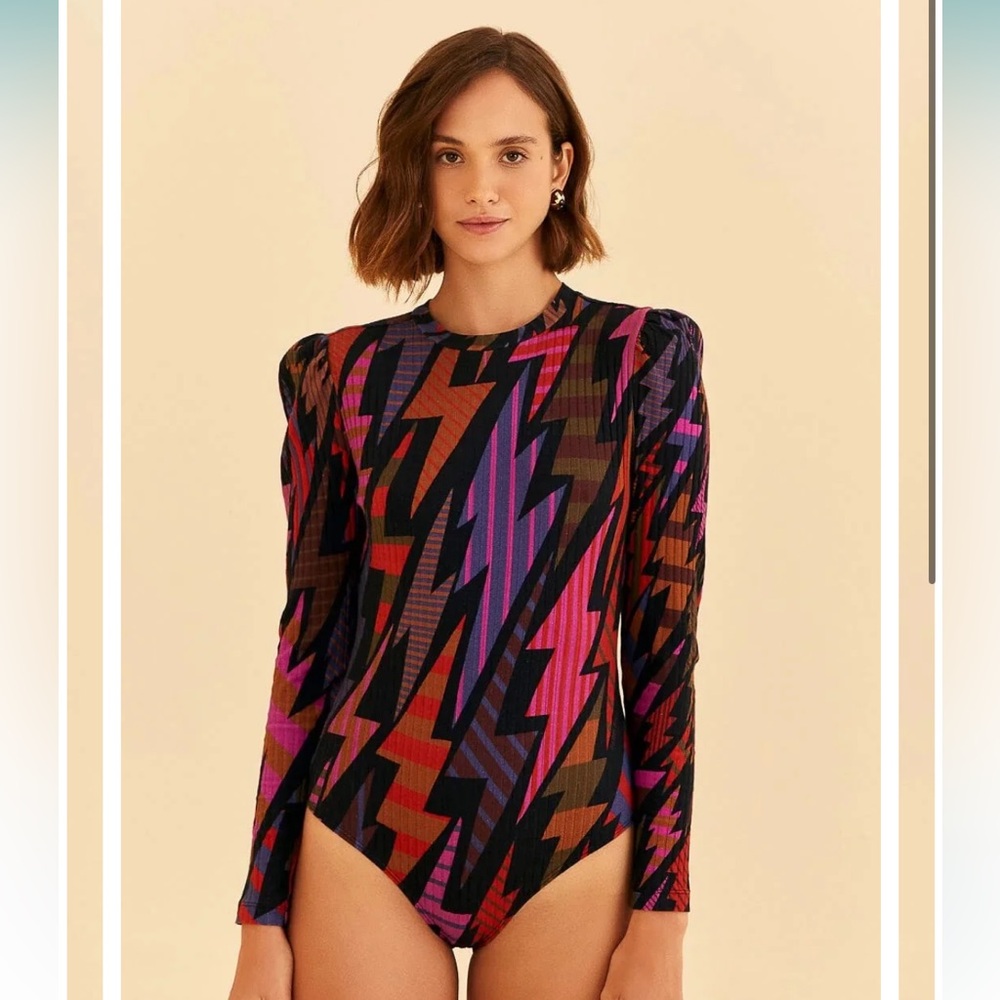 Farm Rio Black Lightning Bodysuit